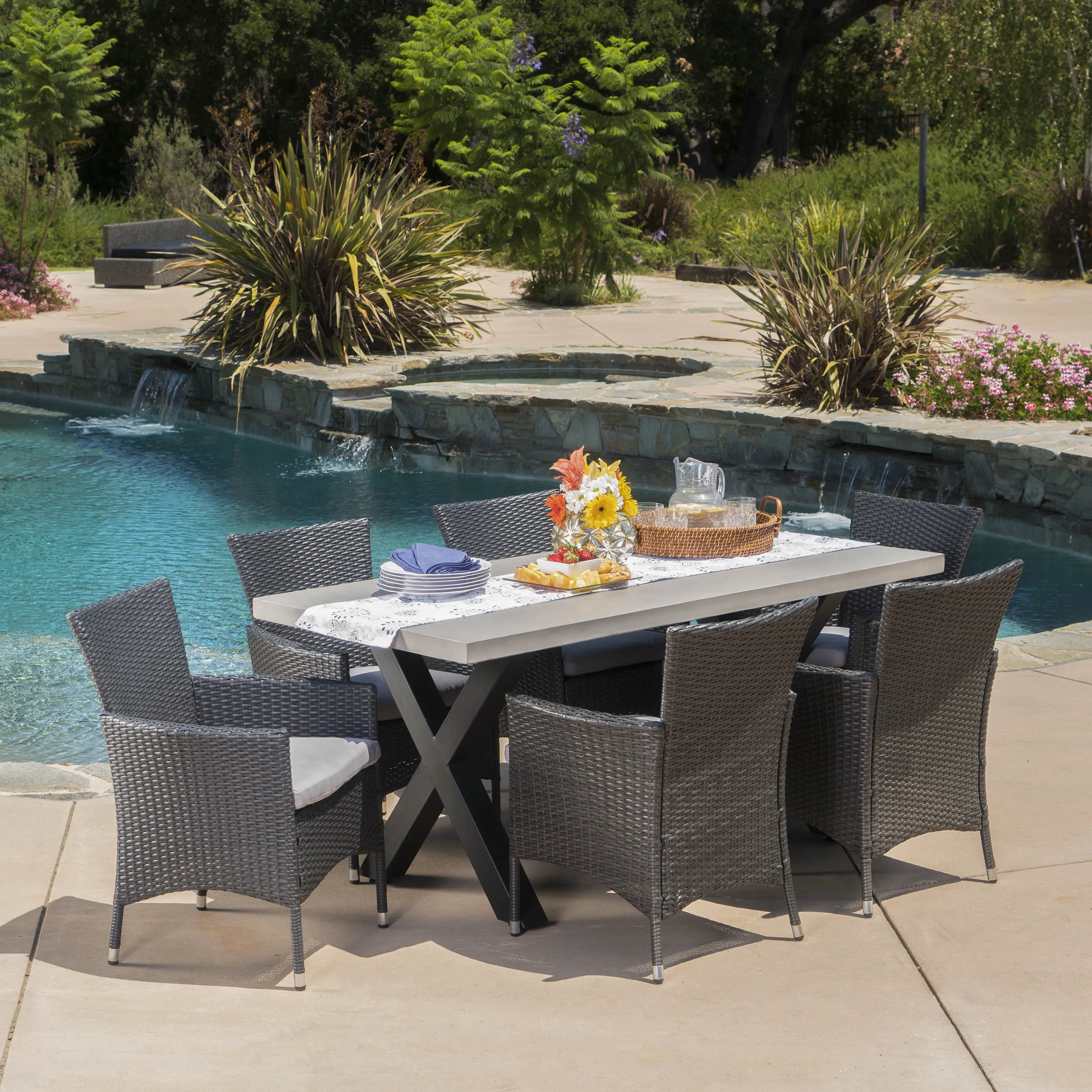 Outdoor 6 Seater Dining Set - NH130103 patio chairs, outdoor seating