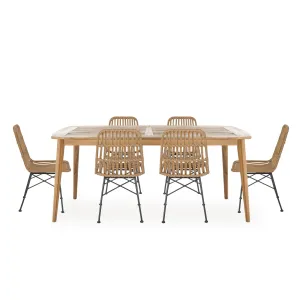 Outdoor 6 Seater Wicker Dining Set - NH318213 patio chairs, outdoor seating