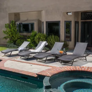 Outdoor 6pc Brown Wicker Chaise Lounge Chairs Set - NH897592 patio chairs, outdoor seating