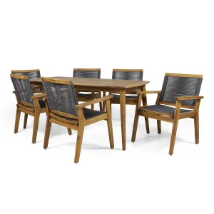Outdoor 7 Piece Acacia Wood Dining - NH196313 patio chairs, outdoor seating