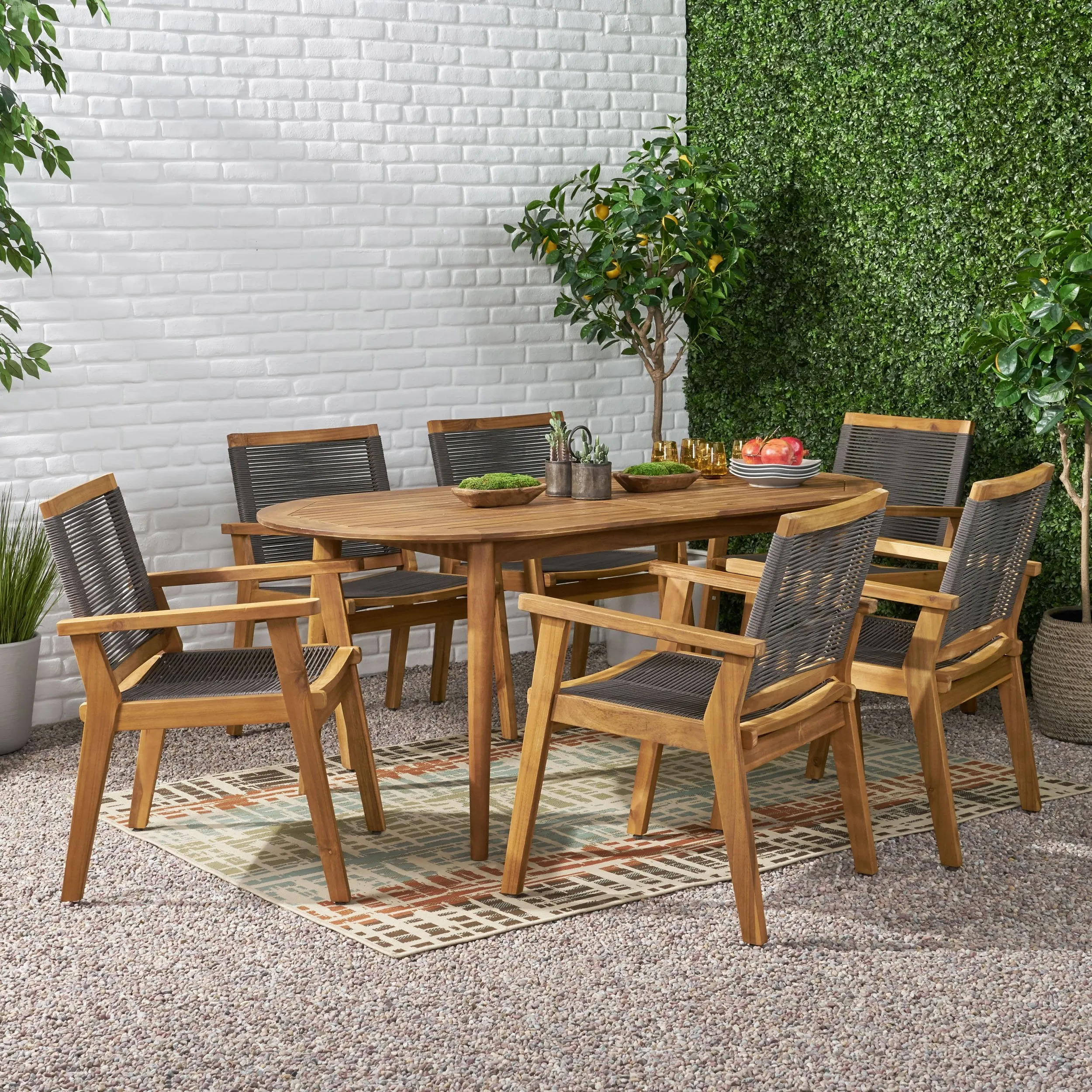 Outdoor 7 Piece Acacia Wood Dining - NH196313