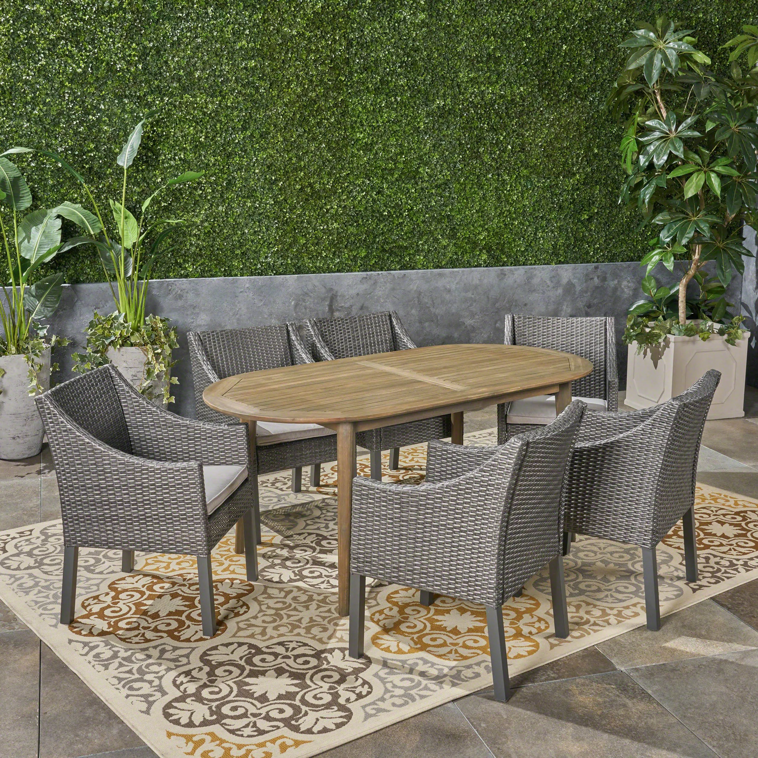 Outdoor 7-Piece Acacia Wood Dining Set - NH270603 patio chairs, outdoor seating