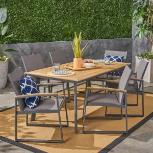 Outdoor 7 Piece Aluminum Dining Set with Mesh Chairs - NH991503 patio chairs, outdoor seating