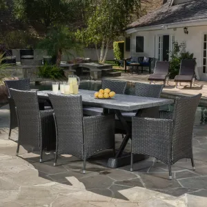 Outdoor 7 Piece Lightweight Concrete Dining Set - NH709592 patio chairs, outdoor seating