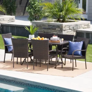 Outdoor 7-Piece Multi-Brown Wicker Dining Set with Foldable Table - NH510203 patio chairs, outdoor seating