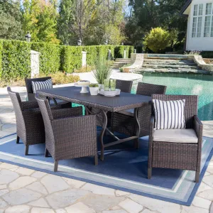 Outdoor 7 Piece Wicker Dining Set with Aluminum Framed Dining Table - NH253203 patio chairs, outdoor seating