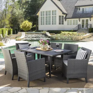 Outdoor 7 Piece Wicker Dining Set with Water Resistant Cushions - NH933203 patio chairs, outdoor seating