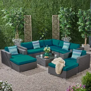 Outdoor 7 Seater Wicker Sectional Sofa Set with Sunbrella Cushions - NH125803 patio chairs, outdoor seating