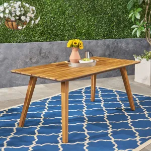 Outdoor 71-inch Acacia Wood Dining Table, Teak Finish - NH911603 patio chairs, outdoor seating