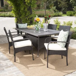 Outdoor 7pc Multibrown PE Wicker Long Dining Set - NH658592 patio chairs, outdoor seating
