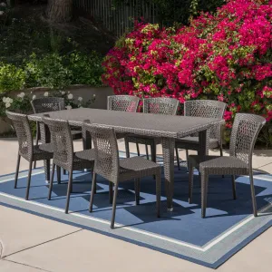 Outdoor 9 Piece Wicker Dining Set, Grey - NH515403 patio chairs, outdoor seating