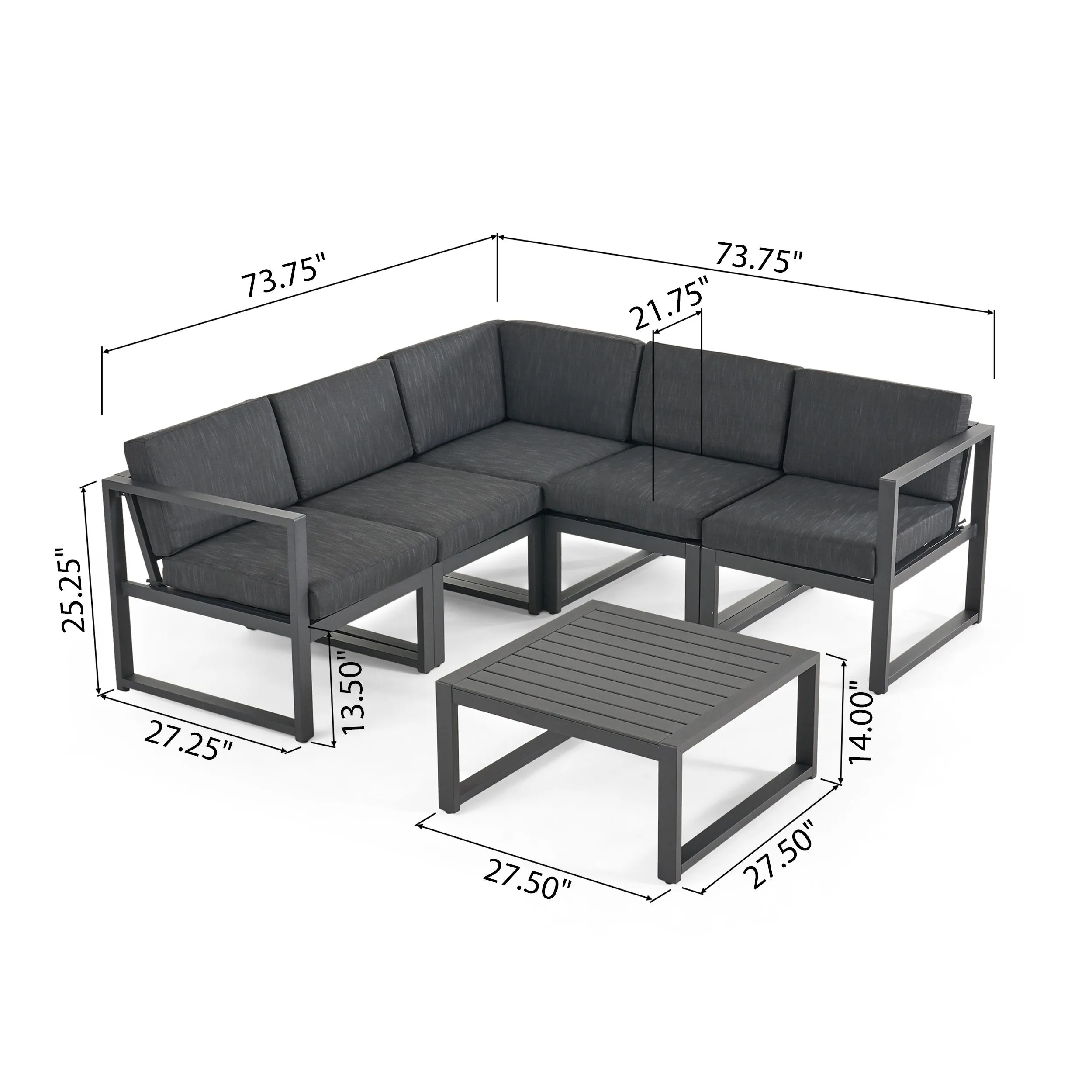 Outdoor 9 Seater Aluminum Sectional Sofa Set with Mesh Chaise Lounges - NH019503