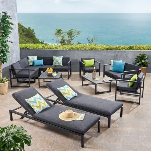 Outdoor 9 Seater Aluminum Sectional Sofa Set with Mesh Chaise Lounges - NH019503 patio chairs, outdoor seating