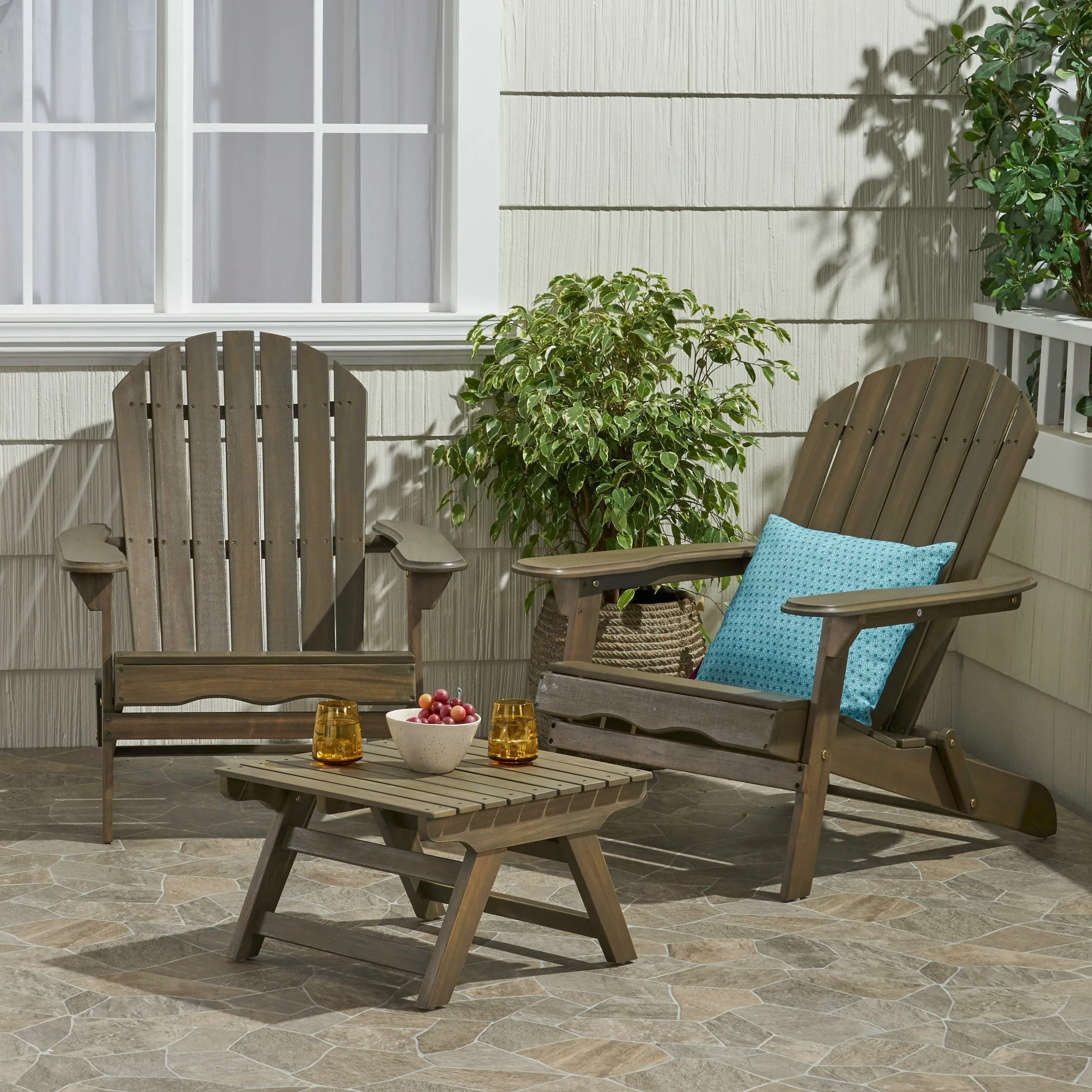 Outdoor Acacia Wood 2 Seater Chat Set with Side Table - NH961213 patio chairs, outdoor seating