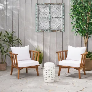 Outdoor Acacia Wood 2 Seater Club Chairs and Side Table Set - NH726903 patio chairs, outdoor seating