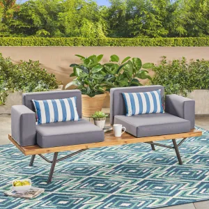 Outdoor Acacia Wood 2 Seater Sofa, Teak - NH670503 patio chairs, outdoor seating