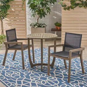 Outdoor Acacia Wood 3 Piece Dining Set with Mesh Seats - NH759603 patio chairs, outdoor seating