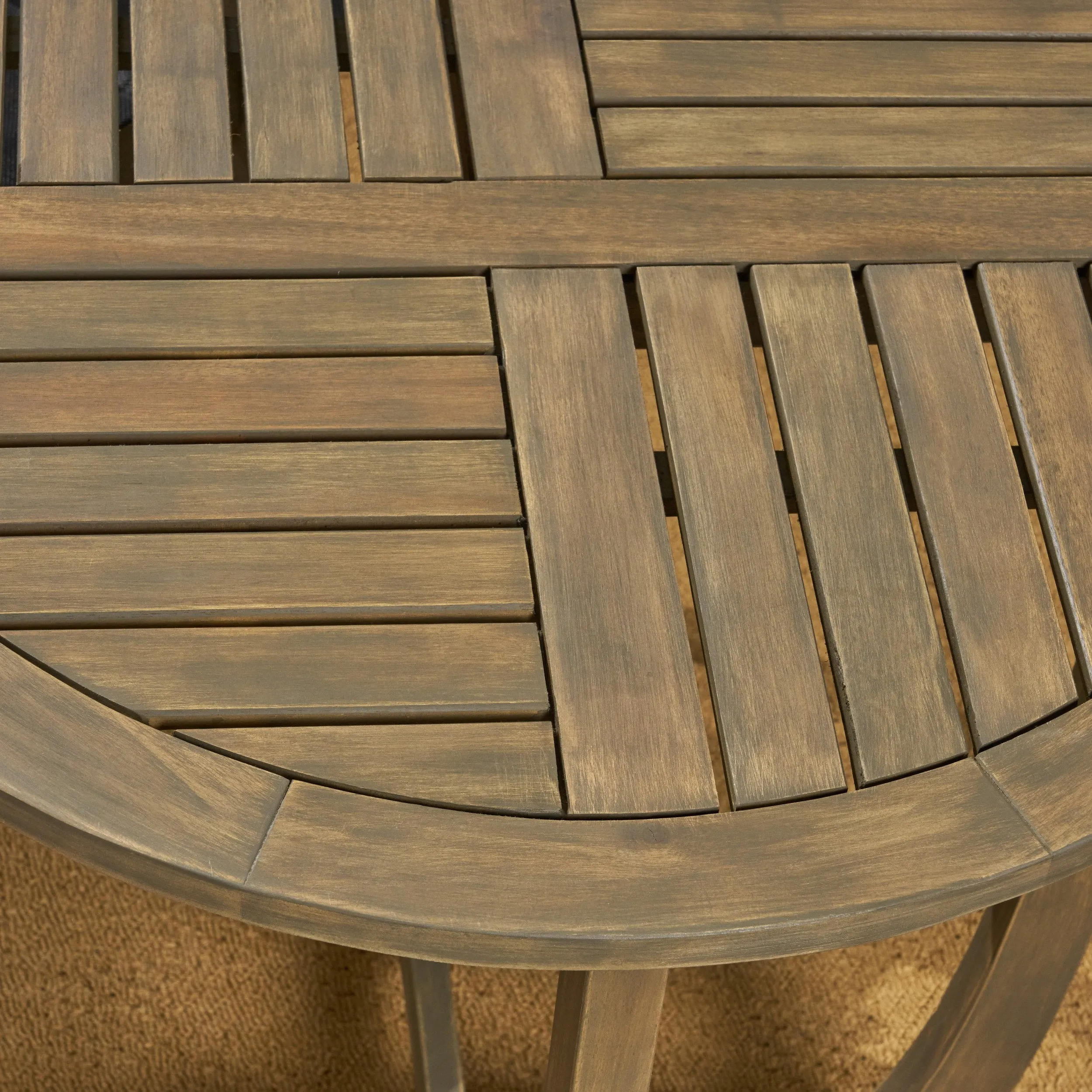 Outdoor Acacia Wood 3 Piece Dining Set with Mesh Seats - NH759603