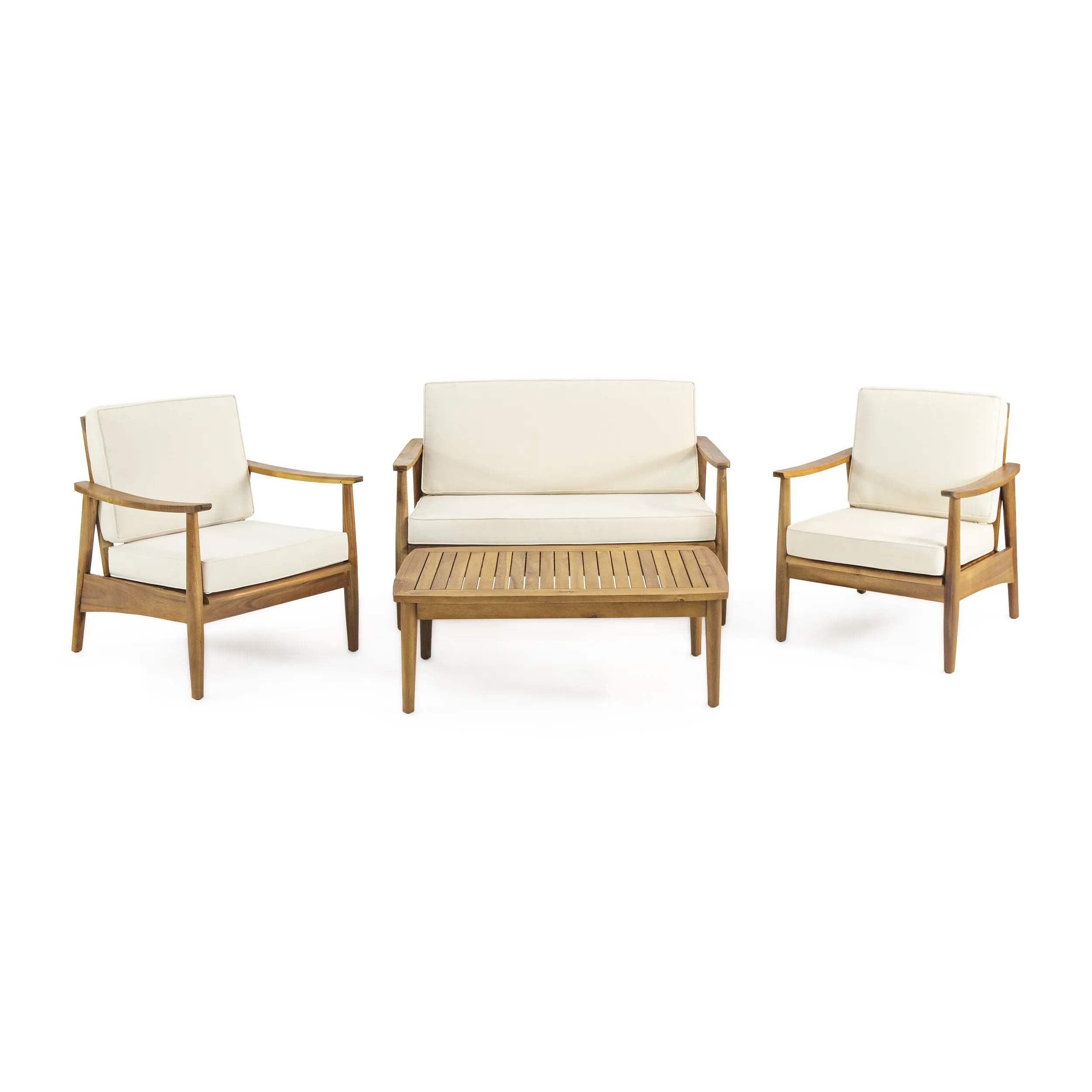 Outdoor Acacia Wood 4 Seater Chat Set with Coffee Table - NH546213