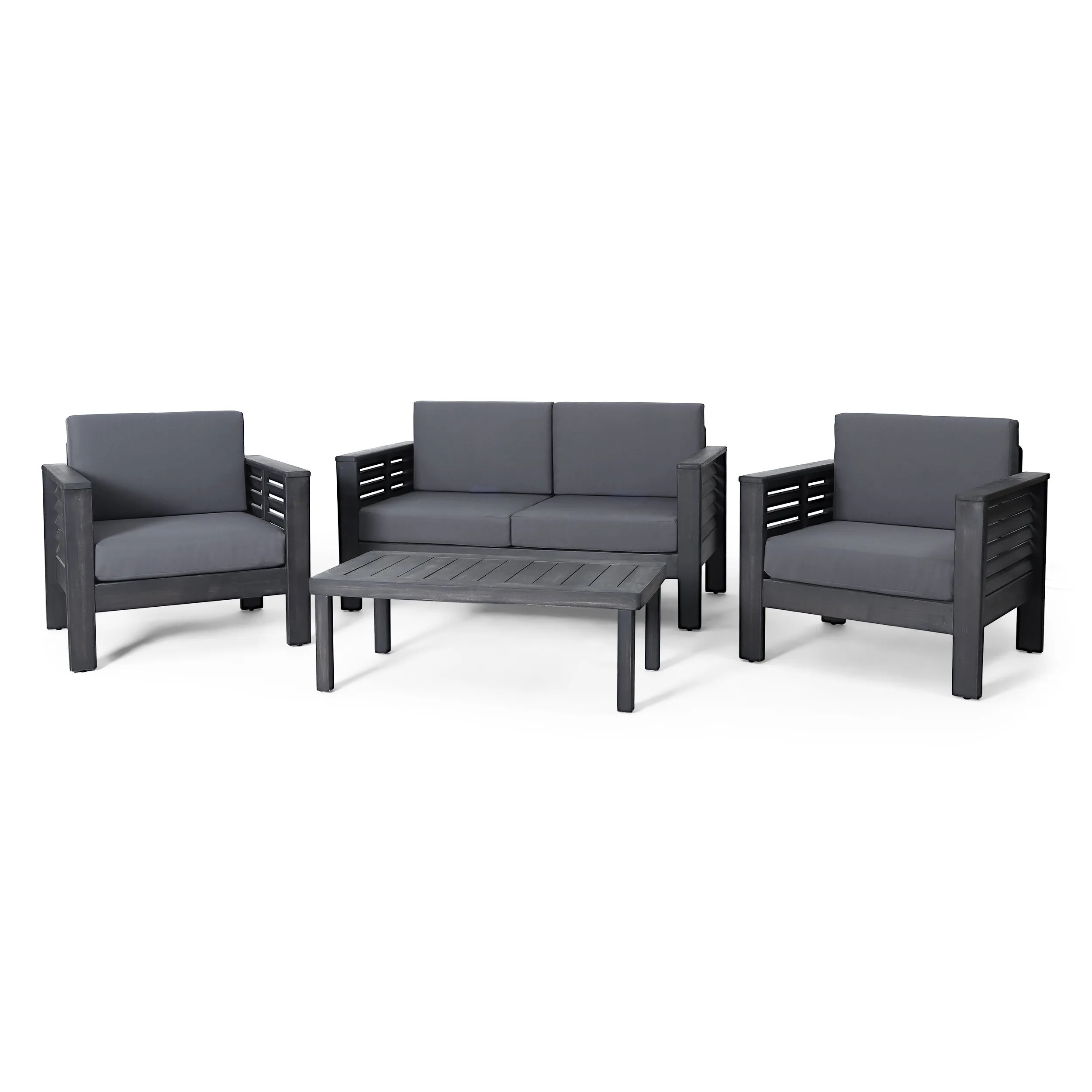 Outdoor Acacia Wood 4 Seater Chat Set with Cushions - NH150413 patio chairs, outdoor seating