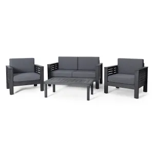 Outdoor Acacia Wood 4 Seater Chat Set with Cushions - NH150413 patio chairs, outdoor seating