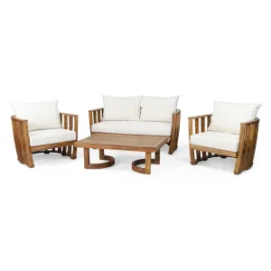 Outdoor Acacia Wood 4 Seater Chat Set with Cushions - NH479313 patio chairs, outdoor seating