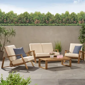 Outdoor Acacia Wood 4 Seater Chat Set with Cushions - NH684213 patio chairs, outdoor seating