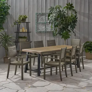 Outdoor Acacia Wood 8 Seater Dining Set - NH146903 patio chairs, outdoor seating