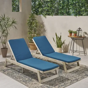Outdoor Acacia Wood Chaise Lounge and Cushion Sets (Set of 2) - NH308903 patio chairs, outdoor seating