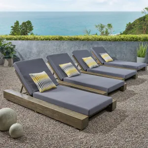 Outdoor Acacia Wood Chaise Lounge and Cushion Sets (Set of 4) - NH858903 patio chairs, outdoor seating