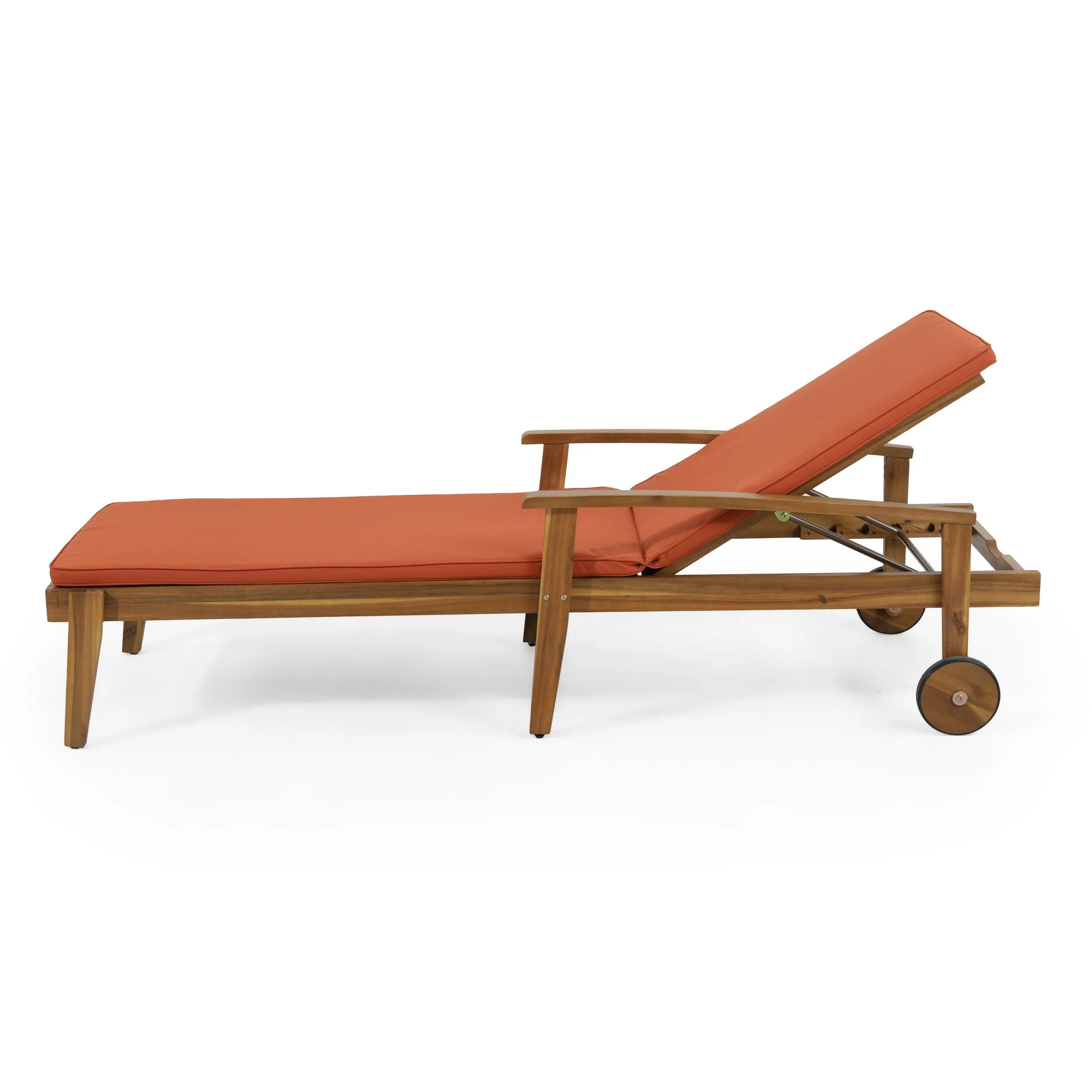 Outdoor Acacia Wood Chaise Lounge with Water Resistant Cushion, Set of 2 - NH762513