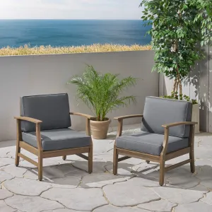 Outdoor Acacia Wood Club Chairs with Cushions - NH397703 patio chairs, outdoor seating
