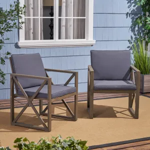 Outdoor Acacia Wood Club Chairs with Cushions - NH556703 patio chairs, outdoor seating
