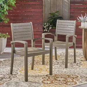 Outdoor Acacia Wood Dining Chairs (set of 2) - NH234603 patio chairs, outdoor seating