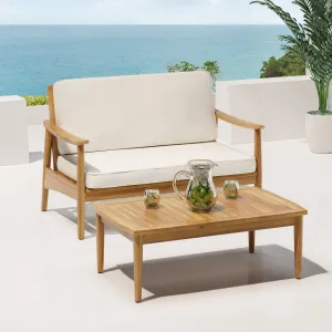Outdoor Acacia Wood Loveseat Set with Coffee Table - NH446213 patio chairs, outdoor seating