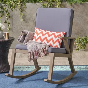 Outdoor Acacia Wood Rocking Chair with Water-Resistant Cushions - NH156403 patio chairs, outdoor seating