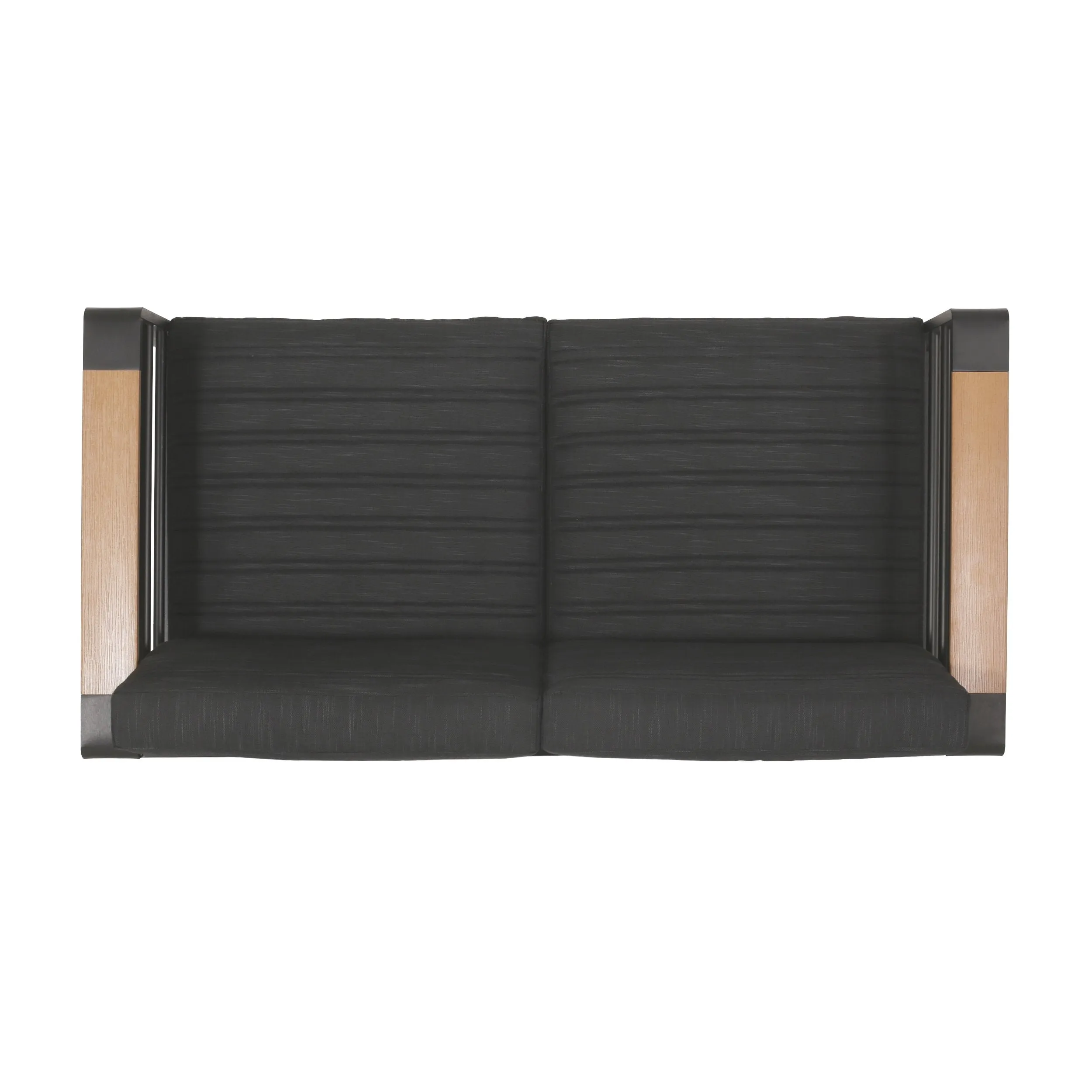 Outdoor Aluminum 4 Seater Chat Set with Fire Pit, Black, Natural, and Dark Gray - NH534413