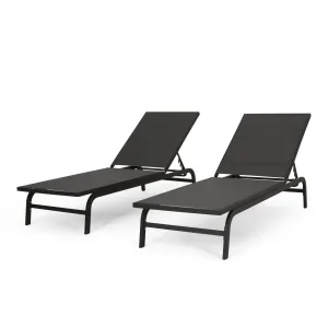 Outdoor Aluminum and Outdoor Mesh Chaise Lounge, Set of 2 - NH281513 patio chairs, outdoor seating