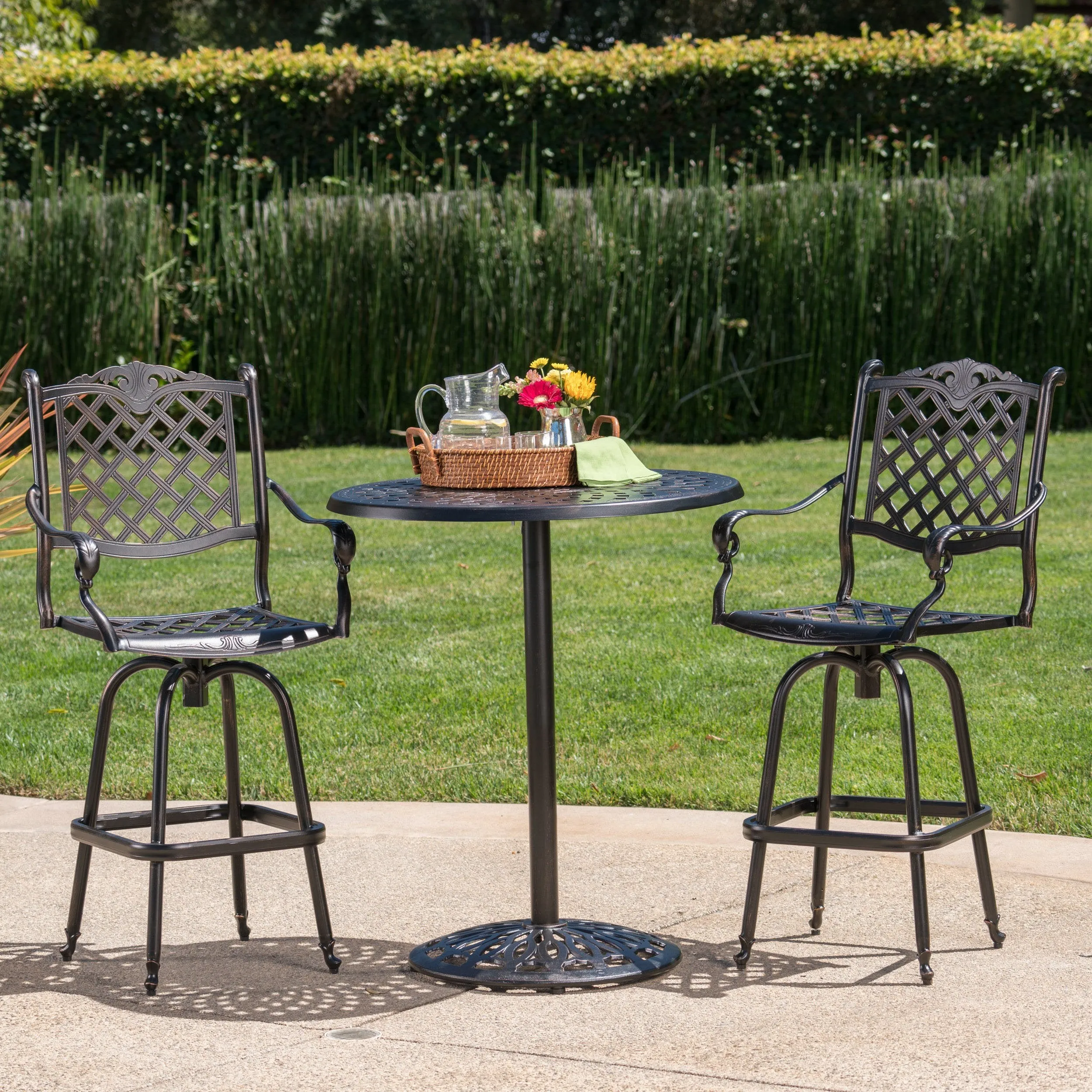 Outdoor Aluminum Bar Set with Patina Copper Finish - NH817003 patio chairs, outdoor seating
