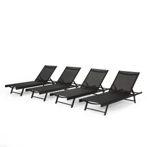 Outdoor Aluminum Chaise Lounge with Mesh Seating (Set of 4) - NH915313 patio chairs, outdoor seating