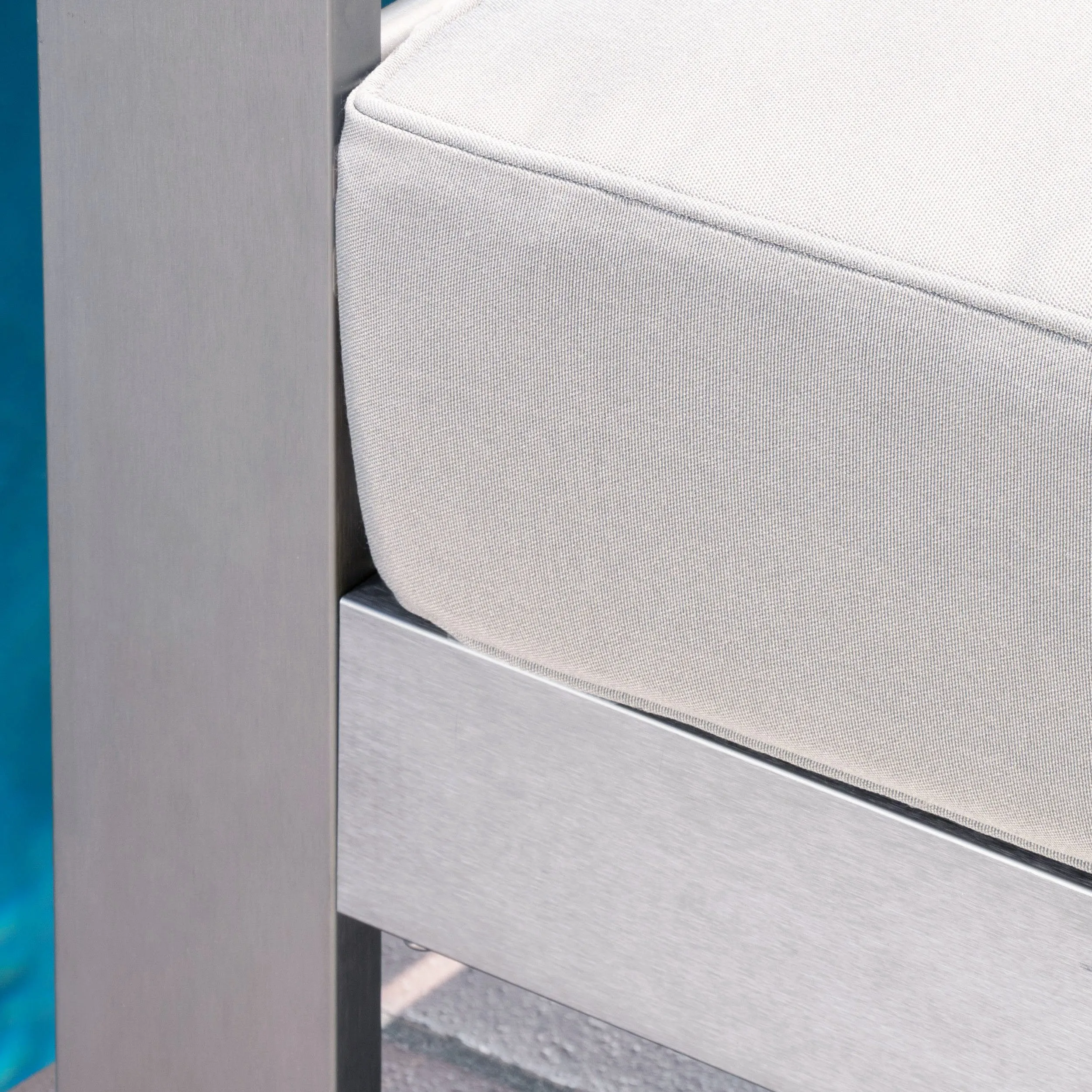 Outdoor Aluminum Club Chairs and Side Table Set with Cushions - NH463403