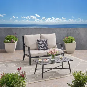 Outdoor Aluminum Loveseat and Coffee Table Set - NH153803 patio chairs, outdoor seating