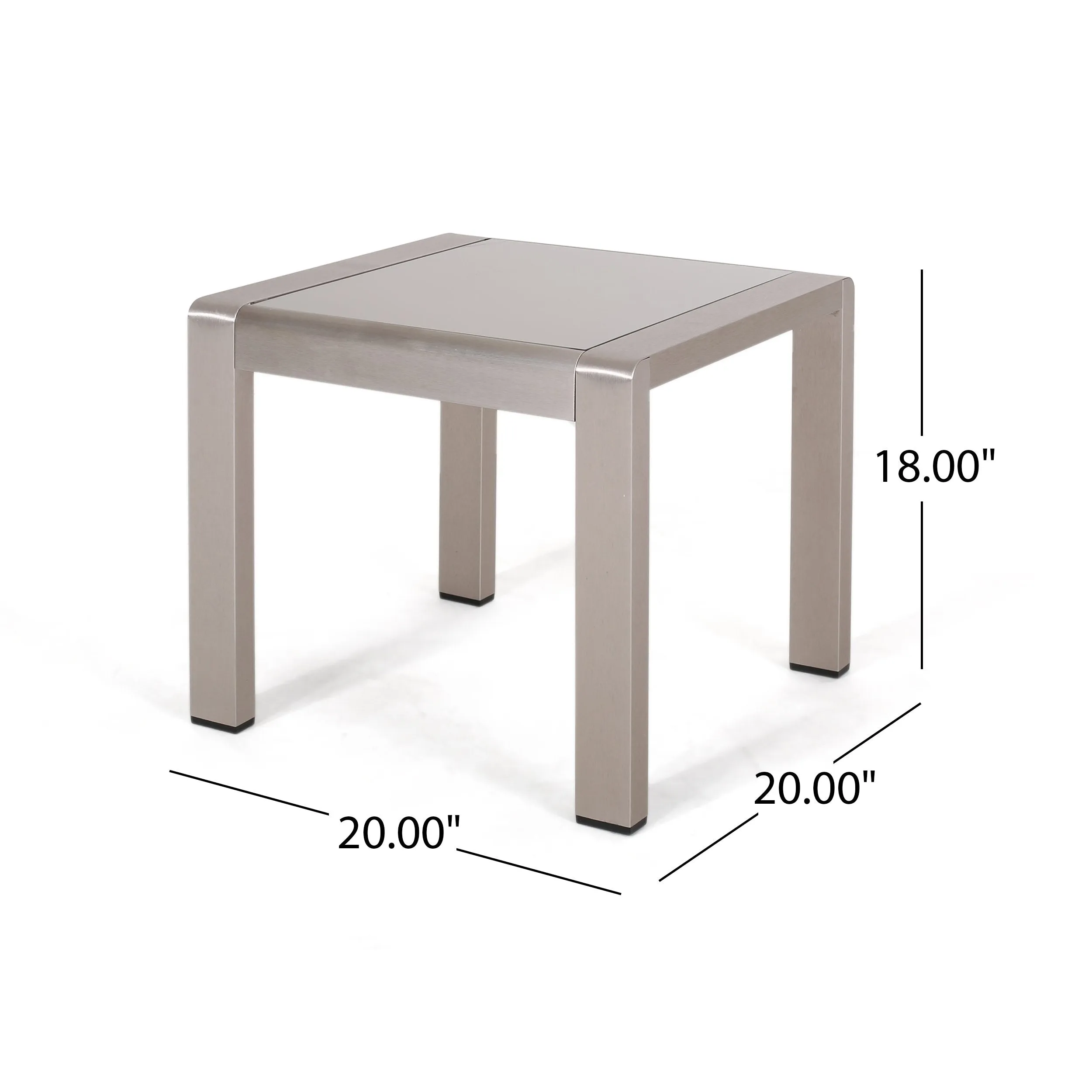 Outdoor Aluminum Side Table with Glass Top - NH201903
