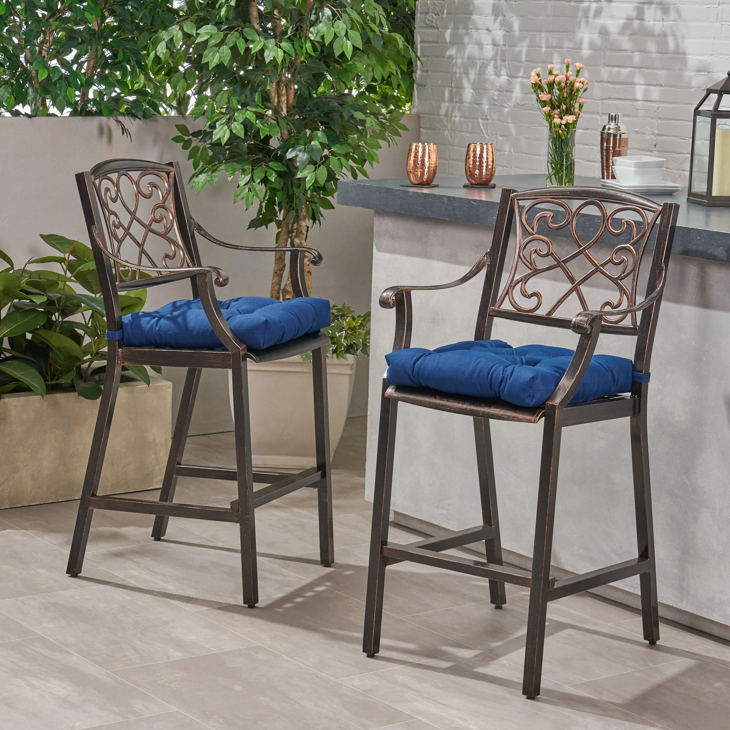 Outdoor Barstool with Cushion (Set of 2) - NH121013
