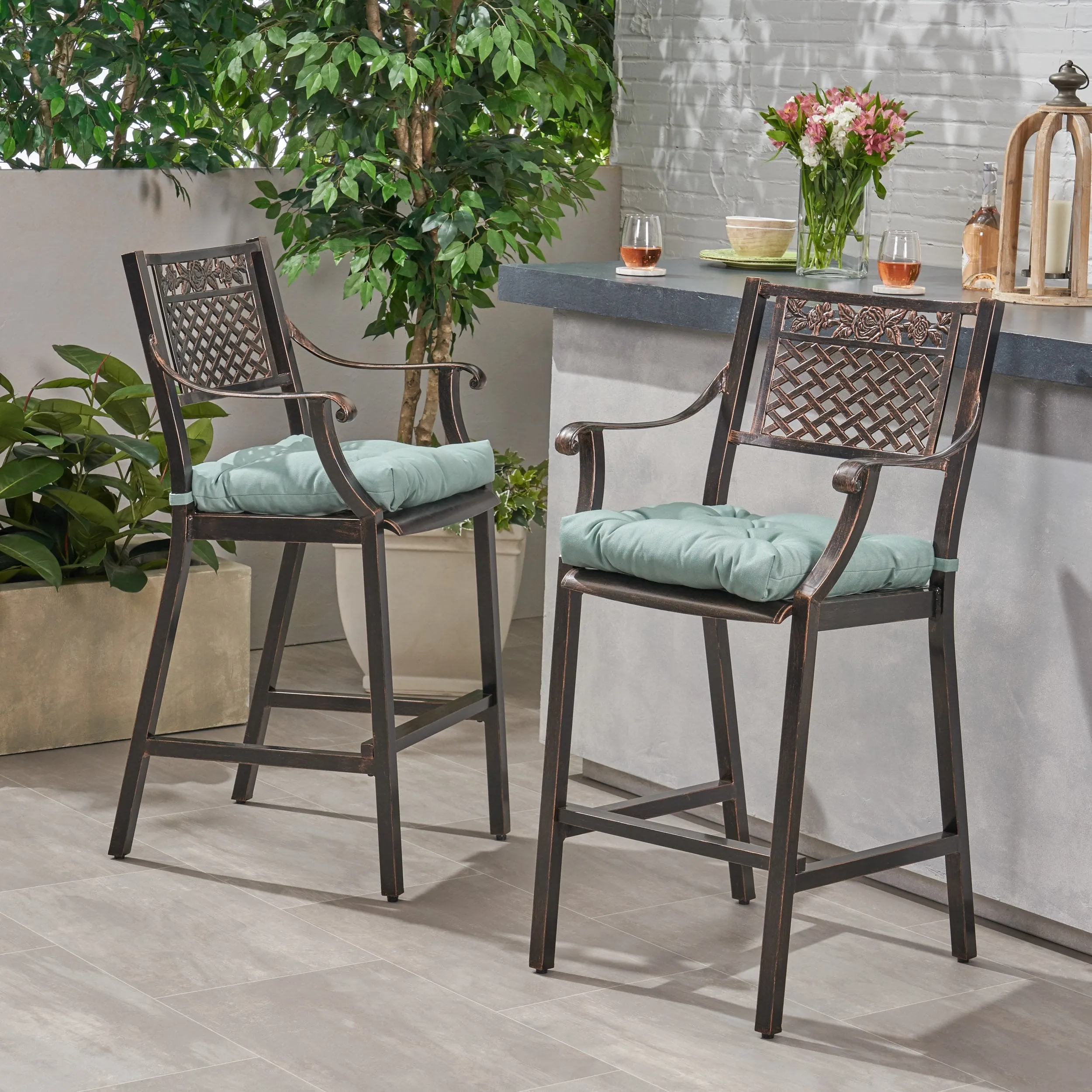 Outdoor Barstool with Cushion (Set of 2) - NH131013