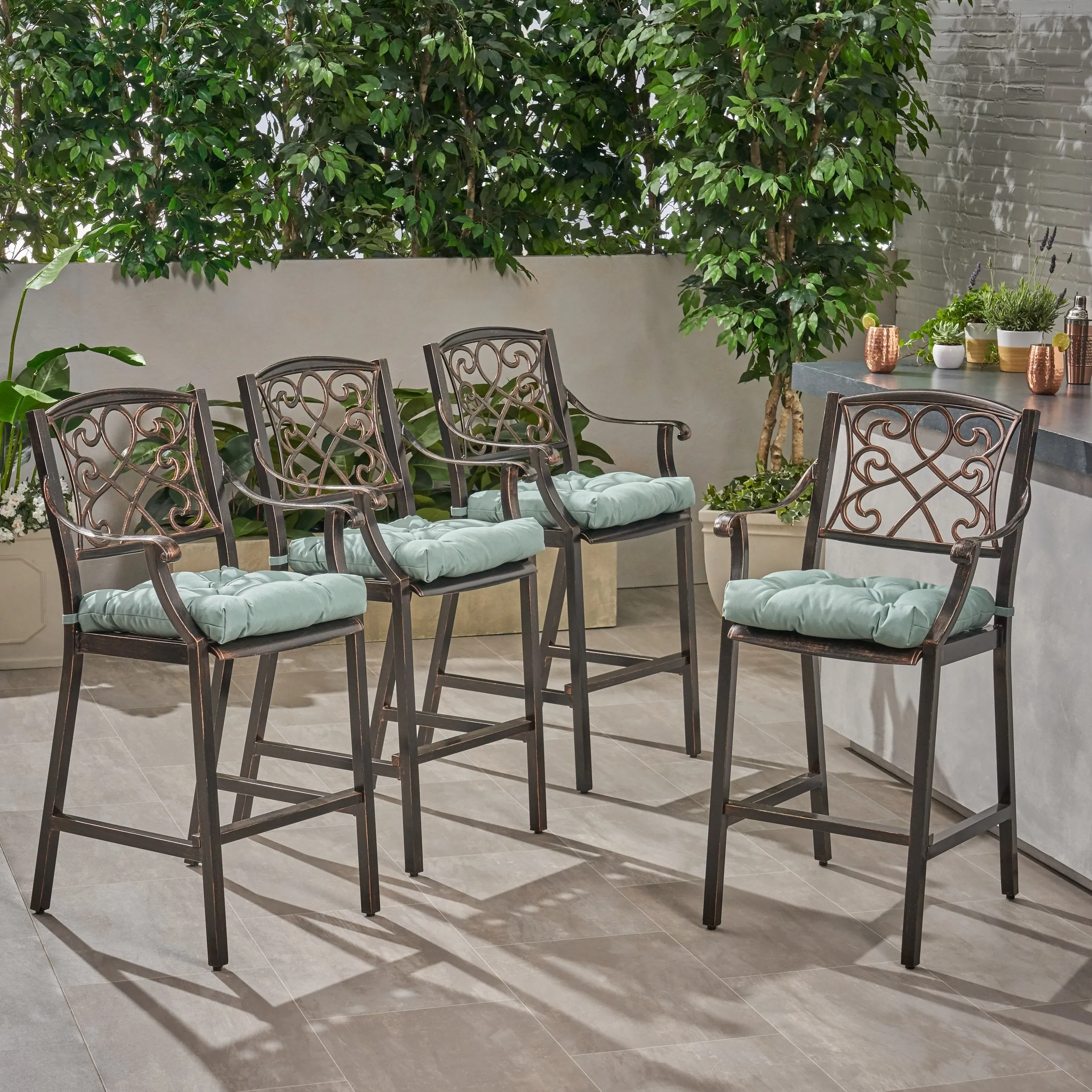 Outdoor Barstool with Cushion (Set of 4) - NH621013