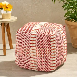 Outdoor Boho Water Resistant 16" Square Ottoman Pouf - NH320803 patio chairs, outdoor seating