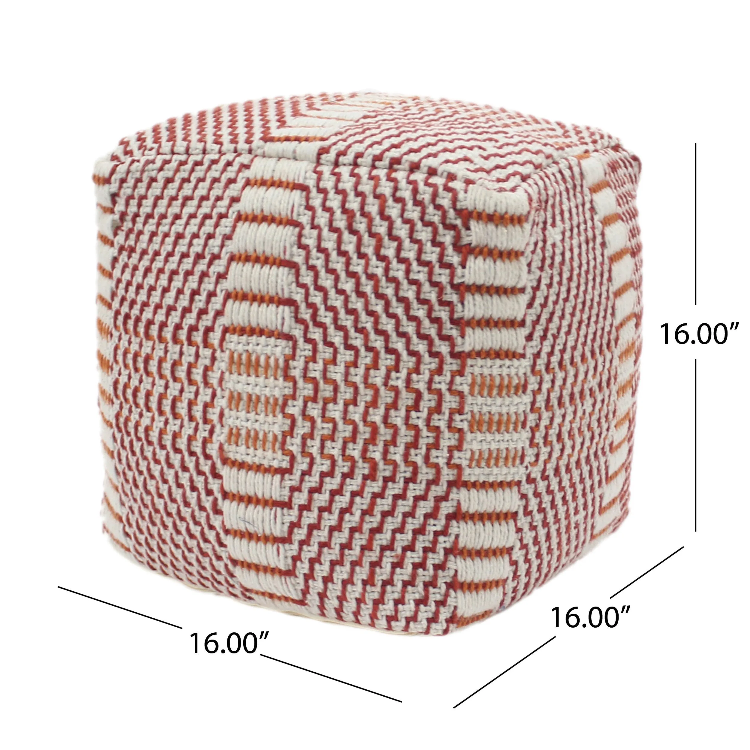 Outdoor Boho Water Resistant 16" Square Ottoman Pouf - NH320803