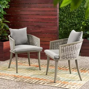 Outdoor Boho Wicker Club Chair with Cushions (Set of 2) - NH422113 patio chairs, outdoor seating