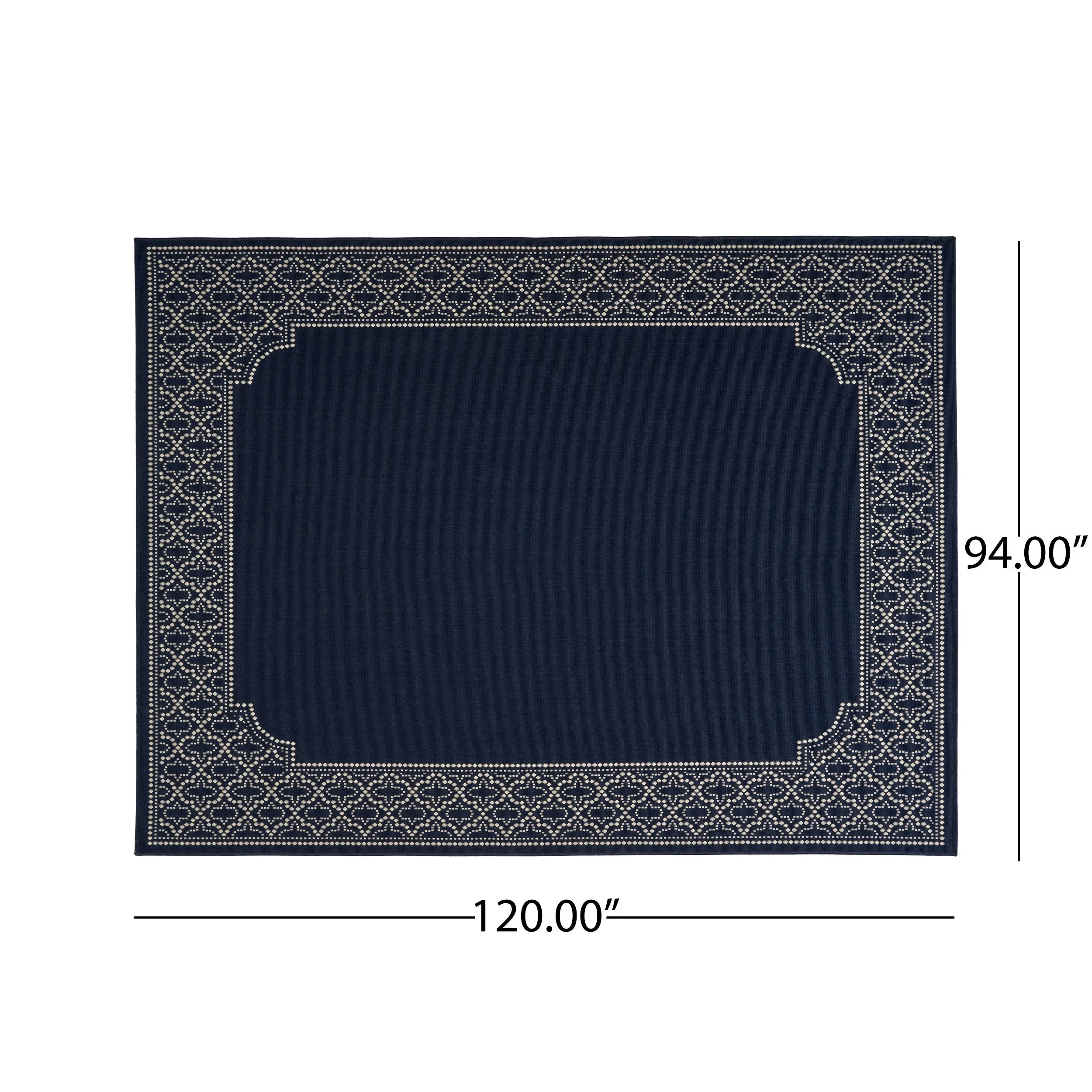 Outdoor Border Area Rug, Navy and Ivory - NH155803